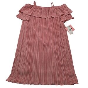 Amys Closet Girls Rose Pink Pleated Off Shoulder Ruffle Dress Size 12 NWT Party